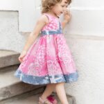 Baby Twirl Dress-Garden Rose-Charcoal Organic Cotton