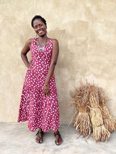 WomensDressRivieraLeafDotRosewood