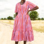 Bay Dress: Reeds – Melon-Organic