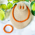 Glass pearls Collection (coordinated pieces): Glass Pearls Necklace - Tangerine